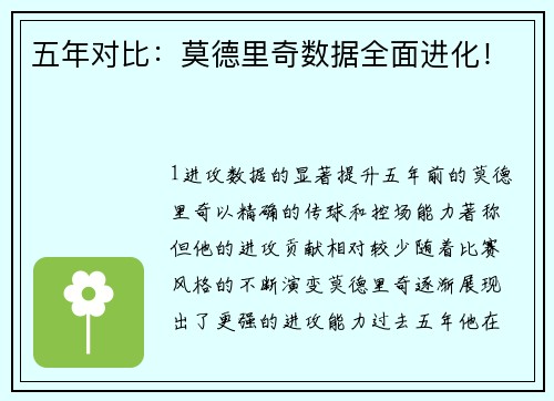 五年对比：莫德里奇数据全面进化！
